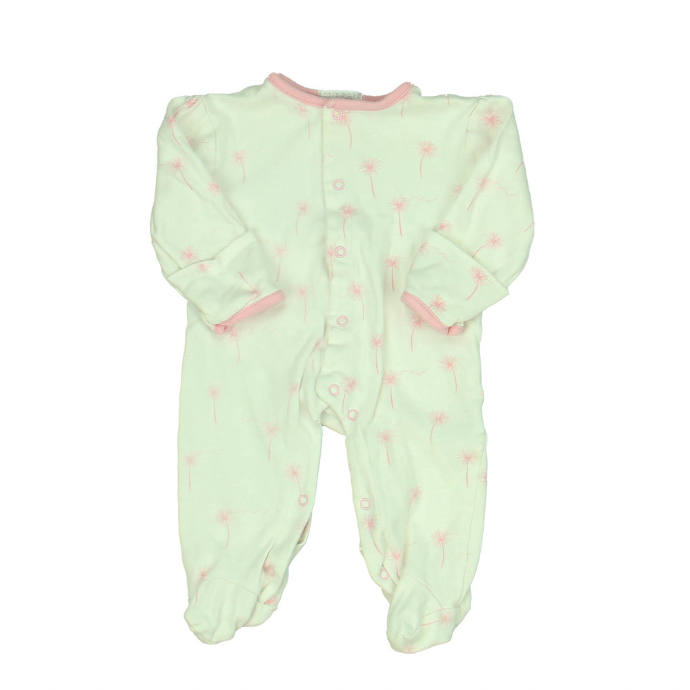 Rosie Pope Girls White | Pink 1-piece footed Pajamas size: 0-3 Months